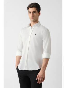 Van Heusen - Men White Textured Full Sleeves Casual Shirt