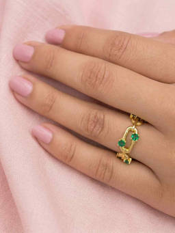 Nishani - 925 Green emerald Link Ring