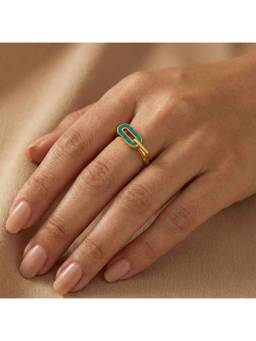 Nishani - 925 Green Enamel Ring