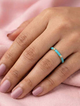 Nishani - 925 Turquoise Enamel Band Ring