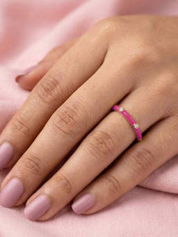 Nishani - 925 Pink Enamel Band Ring