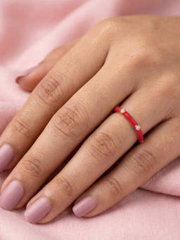 Nishani - 925 Red Enamel Band Ring