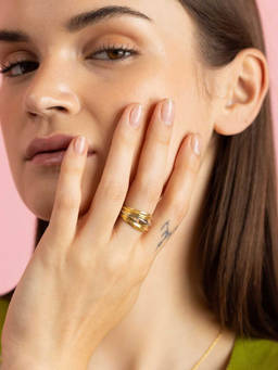 Nishani - 925 Multi-Color Dual Tone signet Ring