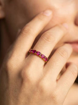 Nishani - 925 Gold-Plated Pink CZ Stone Band Ring