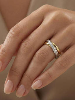 Nishani - 925 Multi-Color Dual-Tone Interlinked Ring