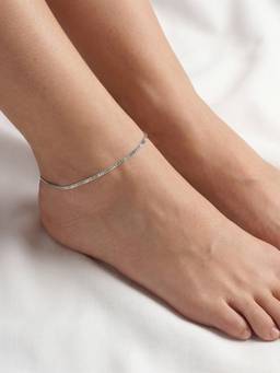 TOUCH925 - Diamond-Cut Structured 925 Silver Anklet