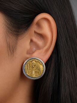 Dulcett - Dual Tone Vintage Coin Stud Earrings