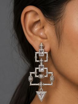 Dulcett - Silver Stone Statement Earrings