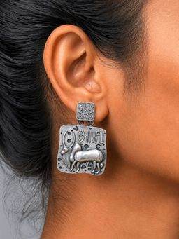 Dulcett - Silver Oxidised Tribal Earrings