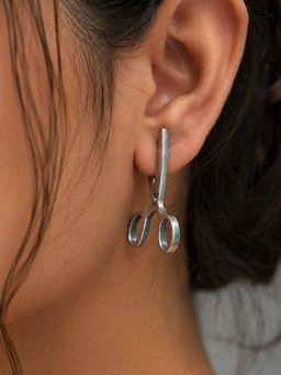 Dulcett - Quirky Silver Scissor Shaped Earrings