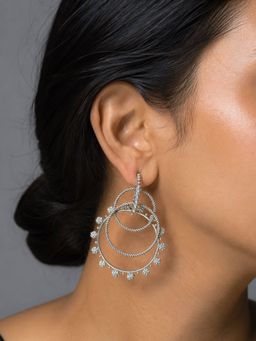 Dulcett - Silver Oxidised Contemporary Hoops Earrings
