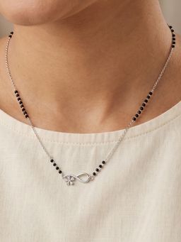 TOUCH925 - 925 Sterling White Floral Infinity CZ Mangalsutra