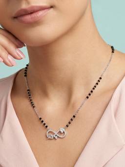 TOUCH925 - 925 Sterling White Angel Bird Infinity CZ Mangalsutra