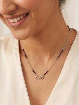 TOUCH925 - 925 Sterling White Half Stone Infinity CZ Mangalsutra