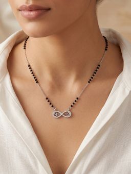 TOUCH925 - 925 Sterling White Multi Heart Infinity CZ Mangalsutra