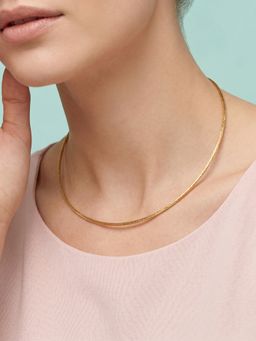 TOUCH925 - Reversible Dual-Tone 925 Gold Herringbone Necklace