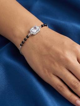 TOUCH925 - Emerald-Cut Halo CZ 925 White Bracelet