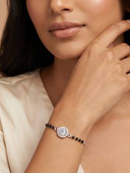 TOUCH925 - Radiant Emerald Cut Halo CZ 925 White Bracelet