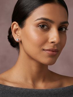 TOUCH925 - Ascher-Cut CZ 925 White Bezel Stud Earrings