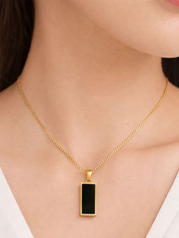 Sorele - Black Obsidian Gold Plated Pendant Necklace