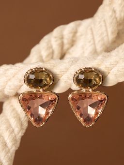 Zaveri Pearls - Peach and Champagne Stone Color Pop Contemporary Dangle Earring