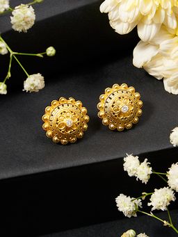 Zaveri Pearls - White Tone Cubic Zirconia Embellished Brass Studs Earring