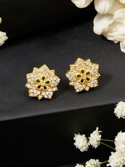 Zaveri Pearls - White Tone Cubic Zirconia Embellished Brass Studs Earring