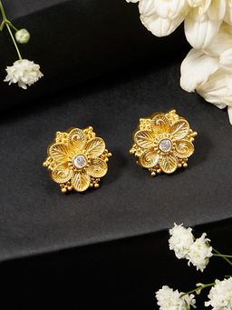 Zaveri Pearls - White Tone Cubic Zirconia Embellished Brass Studs Earring