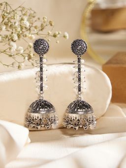 Zaveri Pearls - Antique Silver Tone Traditional Oxidised Earrings