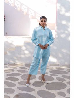 House of Surkh - Cotton Chikankari Kurta with Pant (Set of 2)