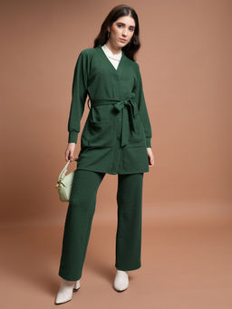 TOKYO TALKIES - Relaxed Green Textured Co-Ord (Set of 3)