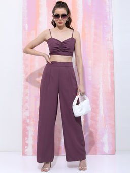TOKYO TALKIES - Women Solid Purple Co-Ord (Set of 2)