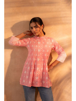 Juniper - Pink Floral Cotton Flared Tunic