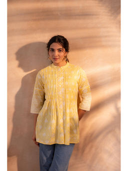 Juniper - Yellow Floral Cotton Flared Tunic