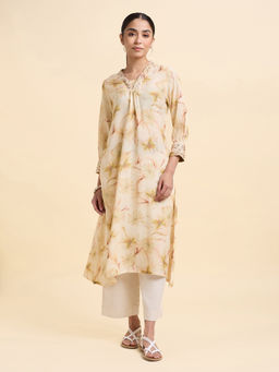 VISMAY - Ivory Floral Modal Regular Kurta