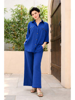 VAJOONI JAIPUR - Blue Cobalt Ease Co-ord Set