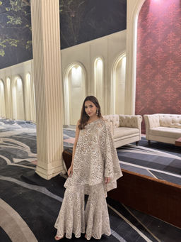 Twenty Nine - Ria in our Metallic Off Shoulder Embellished Cape with Pants