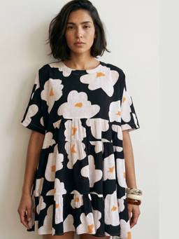 Doodlage - Arlene Black Floral Printed Dress