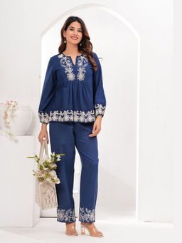 Cevara - Navy Blue Azure Bloom Co-ord Set