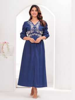 Cevara - Blue Riverstone A-Line Dress