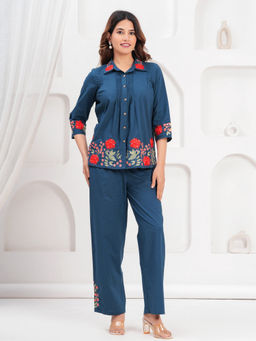Cevara - Blue Floral Indigo Co-ord Set