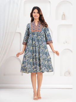 Cevara - Navy Blue Renzo Mirage A-Line Dress