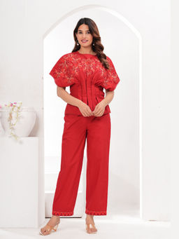 Cevara - Red Carmine Bloom Co-ord Set