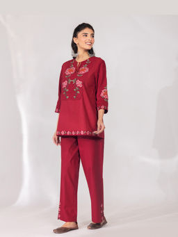 Cevara - Maroon The Floral Co-ord Set