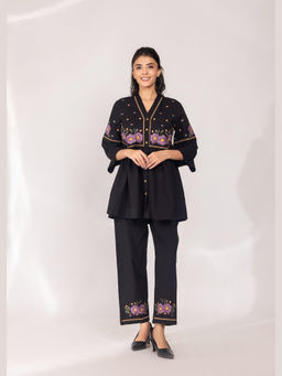 Cevara - Black Noir Petals Co-ord Set