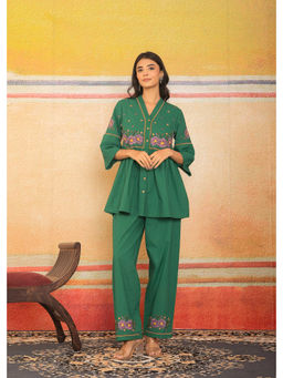 Cevara - Green Azura Leaf Bloom Co-ord Set