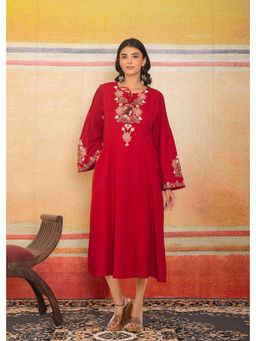 Cevara - Red Garnet Shine A-Line Dress