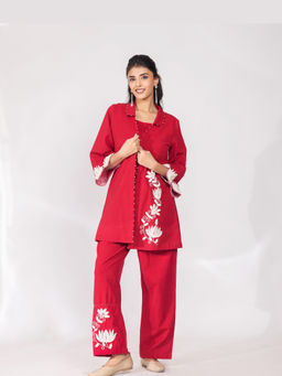 Cevara - Red Flame Blossom Co-ord Set