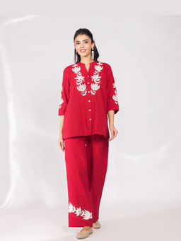 Cevara - Red Ruby Lotus Co-ord Set