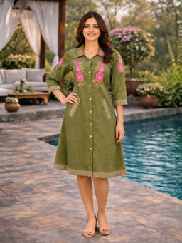Cevara - Green Aira A-Line Dress
